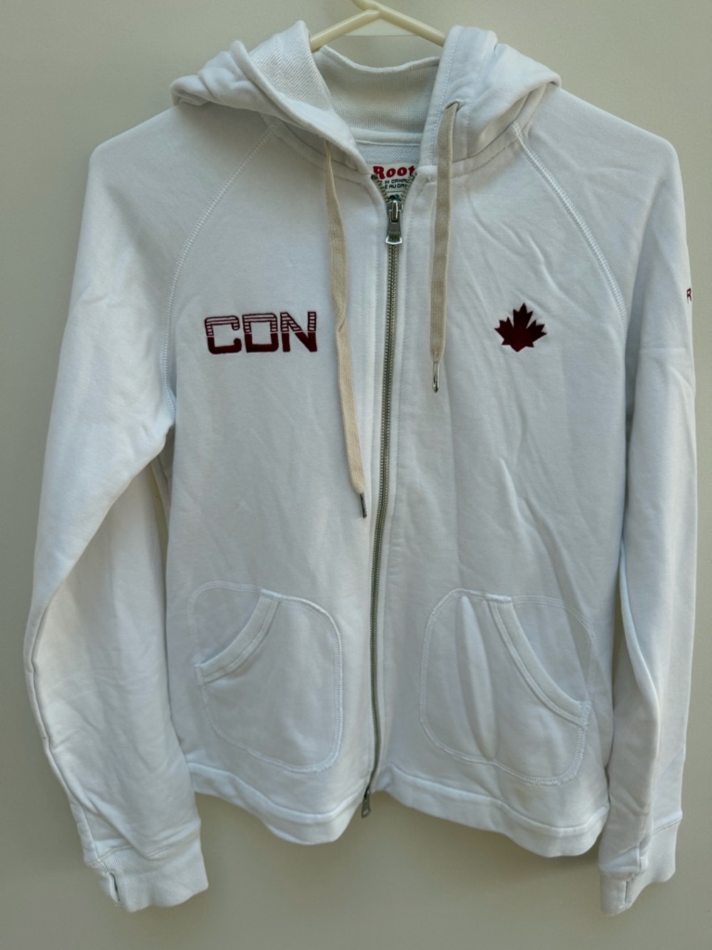 Roots White Hoodie with Red Logo